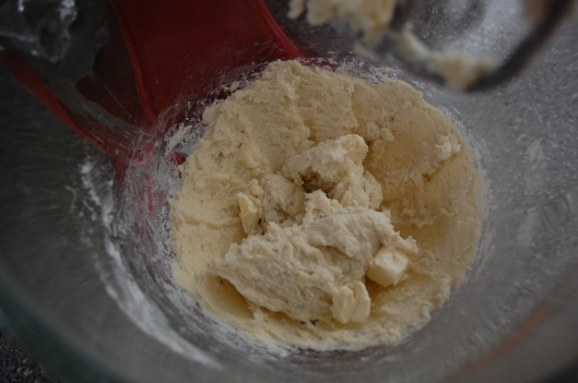 The mashed potatoes blended with flour and butter.