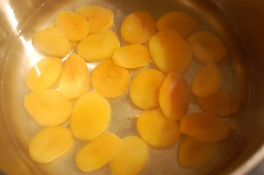 Plumping the apricots