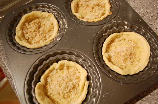 The breadcrumbs in the tarts, pre-syrup.