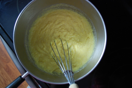 The thickened cornmeal that is the base for this dish.