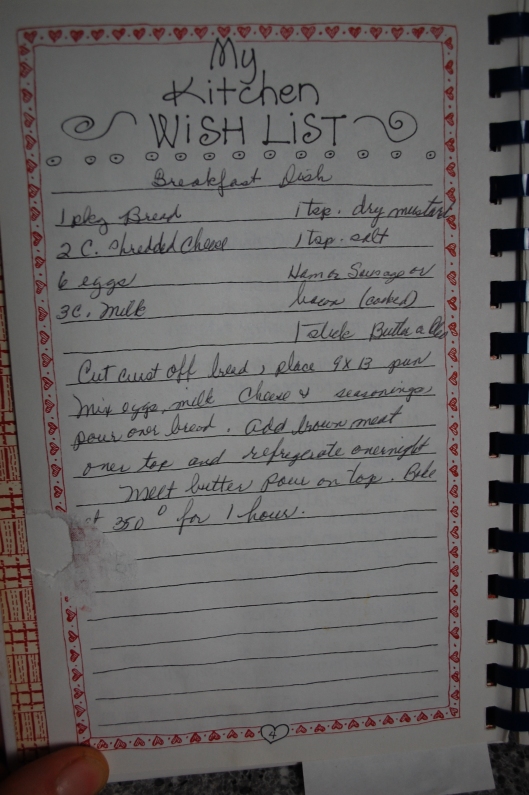 The page with the recipe written down by Janie.